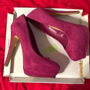 Elegant Women's Pink Suede Heels